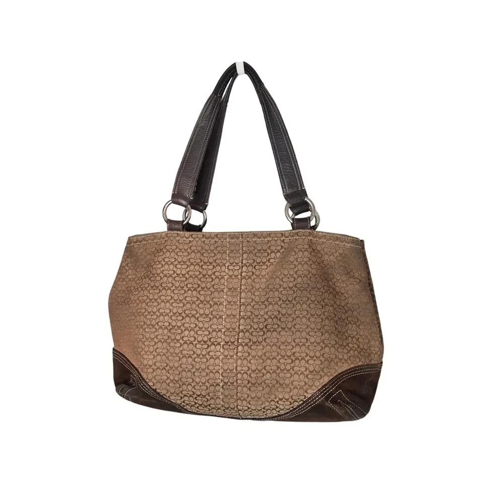 Coach Large Expandable Soho Purse - Brown Signature Textile Jacquard - Picture 8 of 11